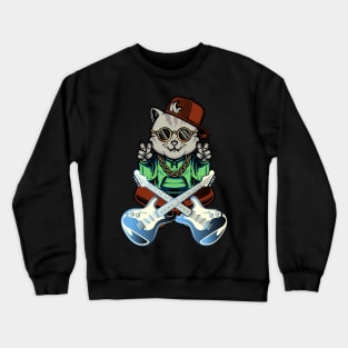 Rock Cat Playing Guitar Crewneck Sweatshirt